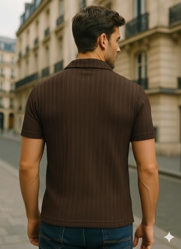 Image of Preneum Men's Polo T‑Shirt | Comfortable Rich Polycotton, Band Collar, Regular Fit | Stylish & Premium All Day Wear (Available in Plus Sizes)