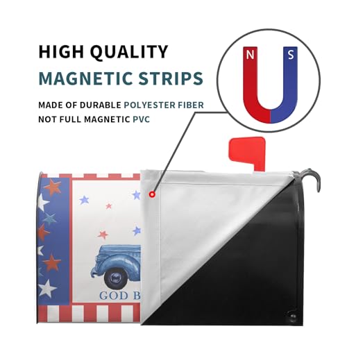 Image of American Flag 4Th of July Mailbox Covers Magnetic Standard Size 18 inchX21 inch God Bless The USA Magnetic Waterproof Mailbox Wraps Post Letter Box Cover for Home Garden Yard Outside
