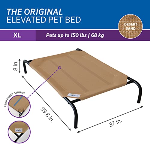 Image of Coolaroo Original Elevated Dog Bed - Breathable Off-The-Ground Pet Bed with Cooling Fabric, Joint Relief & Moisture-Resistant Fabric, 100% Recyclable, Easy Clean, Desert Sand, Large