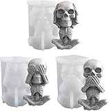Candle Molds for Candle Making, MUAECH 3D Skull Candle Mold for Halloween Party, Silicone Resin Cast