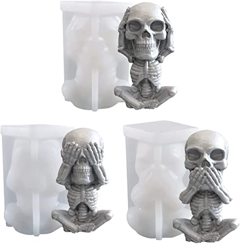 Candle Molds For Candle Making, Muaech 3D Skull Candle Mold For Halloween Party, Silicone Resin Casting Mold, Homemade Soap Molds For Aromatherapy Plaster #TOP2