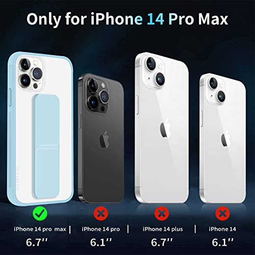 INFOSUN for iPhone 14 Pro Max Case Stand Cover Matte Cases with Frosted Back Hand Grip Kickstand Cover Holder Shockproof Translucent Design for iPhone 14 Pro Max (6.7 Inch) (2022) (Light Blue)
