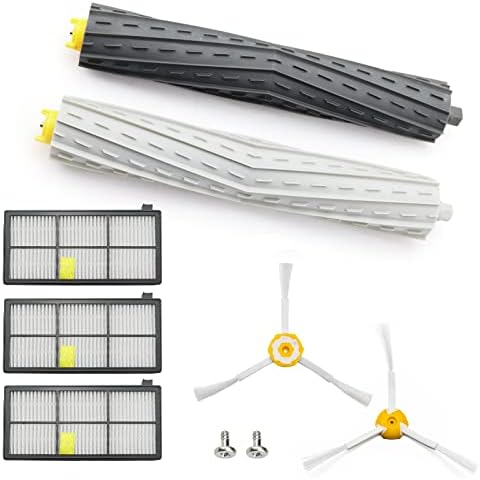 puxyblue 6 Pack Replacement Parts for iRobot Roomba 800 and 900 Series Vacuum with 3 Filters, 2 Side Brush, and 1 Set of Multi-Surface Rubber Brushes Cover