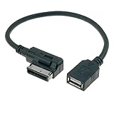 HQRP MDI MMI/USB Cable Adapter for VW Volkswagen Beetle Convertible/CC (My 13 -) 2013 2014 2015 2016, Audio MP3 Music Interface Adapter Coaster