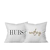 Oh, Susannah Hubs Wifey 18x18 Inch Throw Pillow Covers (Set of 2)