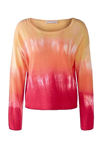 Oui Damen Pullover in Leinen-Baumwoll-Mischung lässig geschnitten Print...