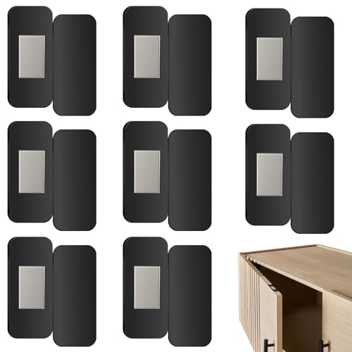8 Pares de Cerraduras Magnéticas para Armarios, Cierres Fuertes para Puertas de Gabinetes con Montaje sin Taladros y Adhesivo, Imanes para Puertas de Cocina, Roperos, Armarios y Cajones