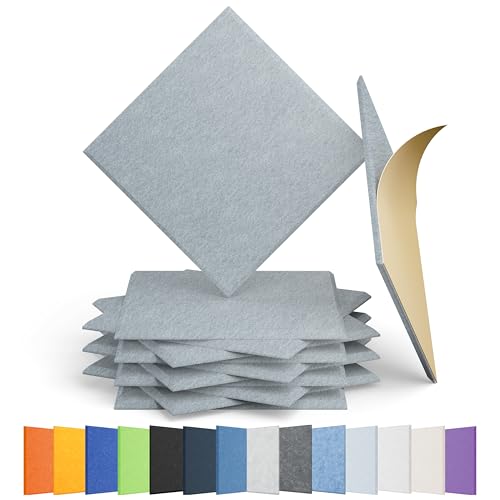 Image of 12 Pack Square Acoustic Panels Self Adhesive Sound Proof Foam(Blue Gray) | High density sound acoustic panel, 12 X 12 X 0.4 in acoustic wall panels in home, office, recording, studio, and more
