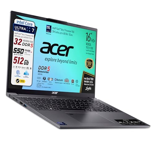 acer Notebook Intel Ultra7 155U 12Core, Meteor Lake, Ram DDR5 32Gb, SSD Pcie 512Gb, Display IPS...