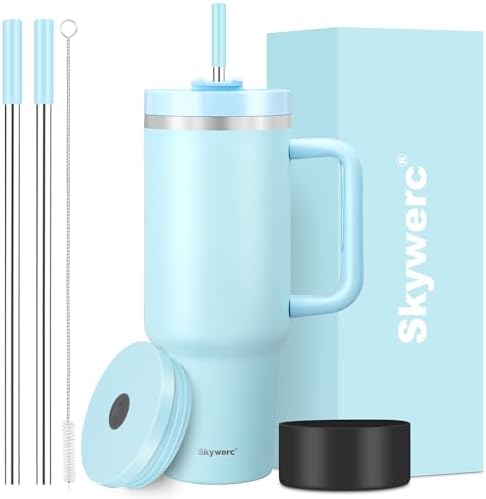 Amazon.com | 40 oz Tumbler with Handle and Straw, 2 Lids (2 in 1