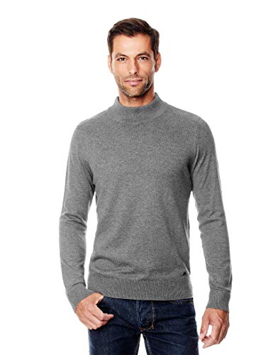 Vincenzo Boretti Jersey de Invierno para Hombre, con Cuello levantado Acanalado, Entallado/Slim-fit Gris Oscuro S