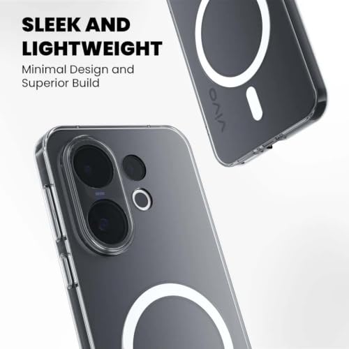 Image of DIZORO Crystal Clear Magnetic Compatible with Vivo V60 5G / Vivo V60e 5G / Vivo T4 Pro 5G Back Cover case with Anti-Yellow (Compatible with Magsafe) Anti-Scratch | Shockproof Transparent Cover