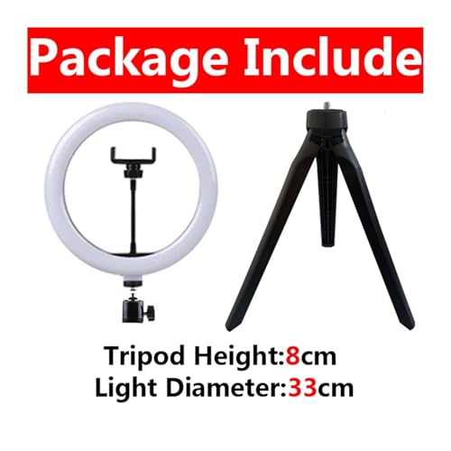 Lámpara de fotografía regulable de 3 modos con aro LED de 33cm y soporte estable 2