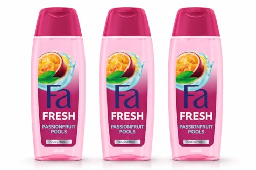 Fa Duschgel Passionsfrucht Feel Refreshed (3x 250 ml), erfrischende Duschpflege mit dem fruchtigen Duft von Passionsfrucht & Kokosnusswasser