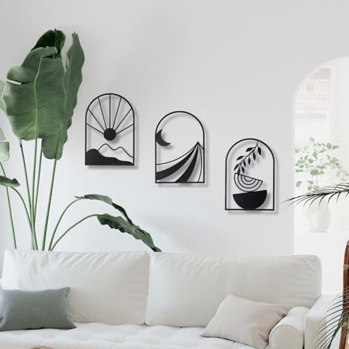 OYEFLY 3-PCS Boho Black Metal Wall Decor - 50% Off