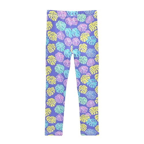 Colorful Pattern Purple Prints Girls Leggings Soft Comfortable Athletic Leggings Dancing Pants for 4-10 Years2