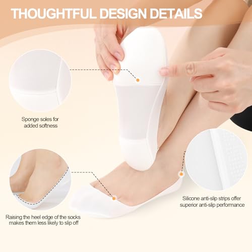 Image of No Show Socks Women with Sponge 6 Pairs Cushioned Sole