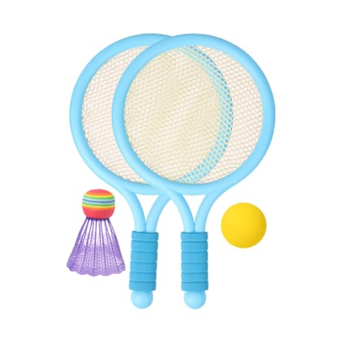 NOLITOY Ensemble de Badminton pour Garçon et Filles 3, 2 Raquettes Légères Bleues Poignée Antidérapante, 2 Volants Aléatoires, Kit Sport de Plein Air pour Jeu et Couleur Aléatoire