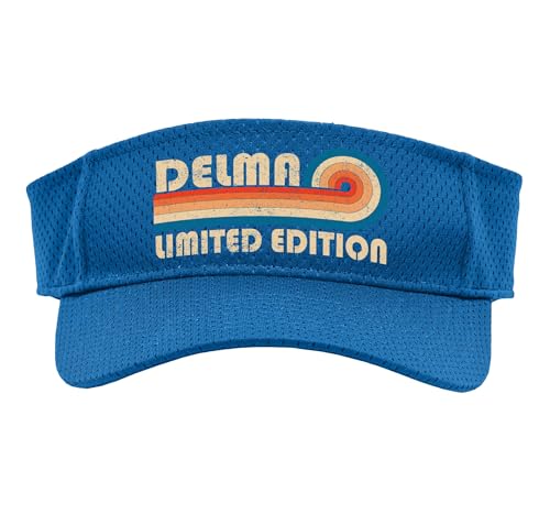 Delma Retro 70s 80s Sunset Stripe Sport Sun Visor, Adult, One Size, Royal Blue