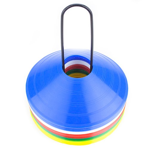 Crown Sporting Goods Multi Colored Disc Cones With Metal Transportation Caddy (Pack Of 50) #TOP1