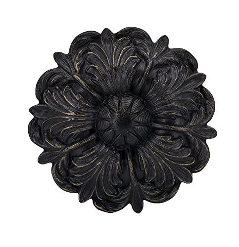 MERIVILLE Set of 2 Fleur Window Drapery Medallion Holdbacks, Curtain Tiebacks, Wall Hook, Tassel Holder, Burnt Gold