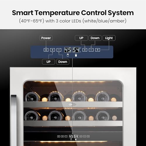 Image of Whynter Wine Cooler Refrigerator, 24 Inch Under Counter Wine Fridge Dual Zone, 46 Bottle 40-65F Digital Control Home /Bar /Kitchen Indoor (5.65 cu.ft)
