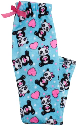 Sleep & Co Girls' Pajama Bottoms - Fleece Lounge Pants, Slippers: Puppies, Pandas, Unicorns (5-16), Size 14/16, Blue Pandas #TOP1
