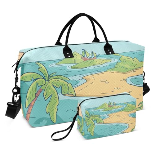 Travel Duffle Bag, Treasure Map Islands and Sea Gym Bag