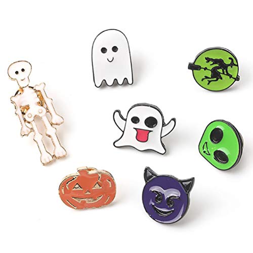 CoURTerzsl - Broche para Halloween, 7 unidades, diseño de calabaza, fantasma, ramillete divertido para fiestas Cover