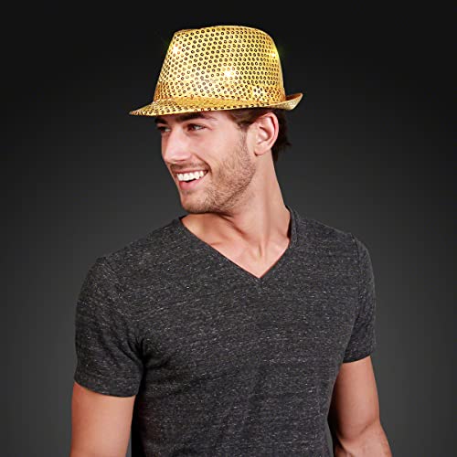 Flashingblinkylights Gold Sequin Light Up Led Fedora Hat #TOP2