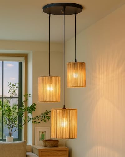 Buy Homesake® Natural Raffia Triple Pendant Cluster Light, Boho