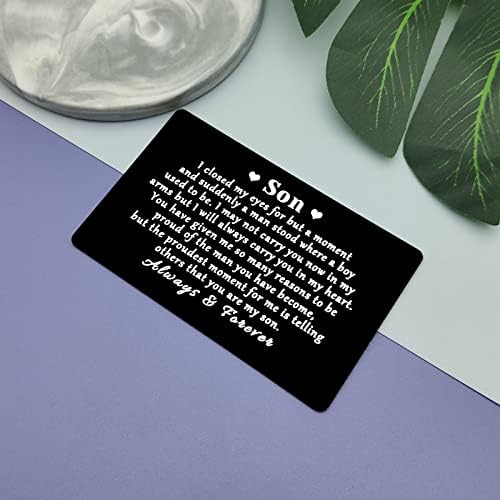 to Son Inspirational Gift from Mum Metal Wallet Insert Card Son Birthday Gift Card Mother to Son Gifts Encouragement Gift Graduation Wedding Gift for Son Boys Engraved Wallet Card