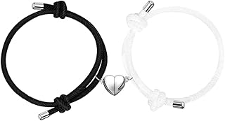 Magnetic Heart Bracelet Bracelets Couples Attraction Friendship Connecting Jewelry Bracelet for Boyfriend Girlfriend BFF Best Friends Magnet Matching Women Men Black White