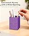 Luminzo Purple Glitter Acrylic Pen Holder, Acrylic Makeup Brush Storage Organizer, Pencil Pen Holder for Desk, Modern Desktop Accessories for Office School Home Supplies