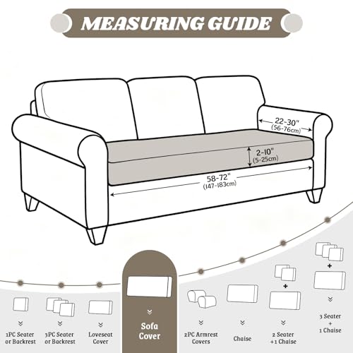 KinCam Couch Cushion Covers, Stretch Sectional Couch Covers Sofa Cushion for L Shaped Couch Cover Washable Sofa Slipcovers Sofa Covers(Sofa Cover, White) — view 5