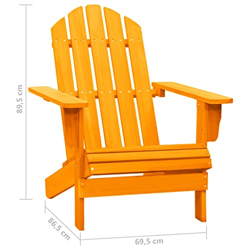 Vidaxl Adirondack Chair, Solid Wood Lounge Patio Chair For Garden, Lawn Chair For Outdoor Porch Backyard Deck, Modern Style, Solid Wood Fir Orange #TOP3