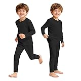 2 Set Thermal Underwear for Kids Boys Thermal Underwear Set Soft Toddler Base Layer for Skiing/Cold Weather Long Johns for Girls 2 Sets Black Medium (90) /2T-3T