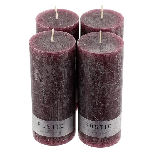 Matt Purple Rustic Candle, Set of 4, 170x70 mm