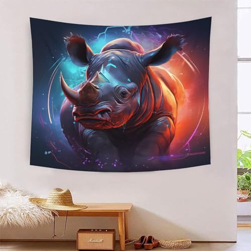 Tapisserie murale rhinocéros 3D grand tissu tenture murale salon chambre 180x230cm