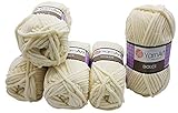 Super Bulky 6 YarnArt Dolce 5 x 100 Gramm Strickwolle, Babywolle, 500 Gramm Wolle Super Bulky (Creme 745)