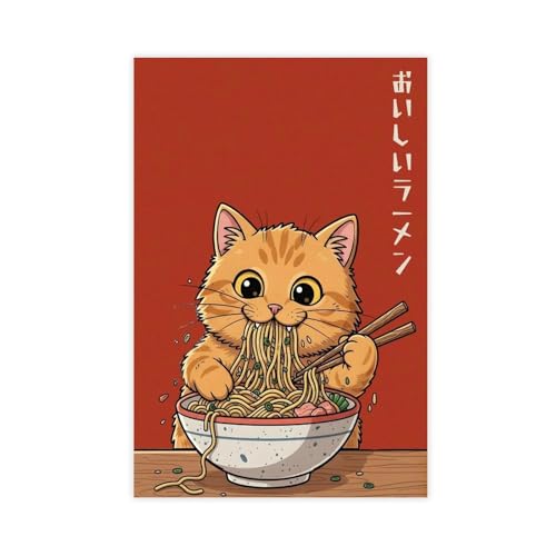 Tableau chat ramen toile de qualité supérieure 50x76cm