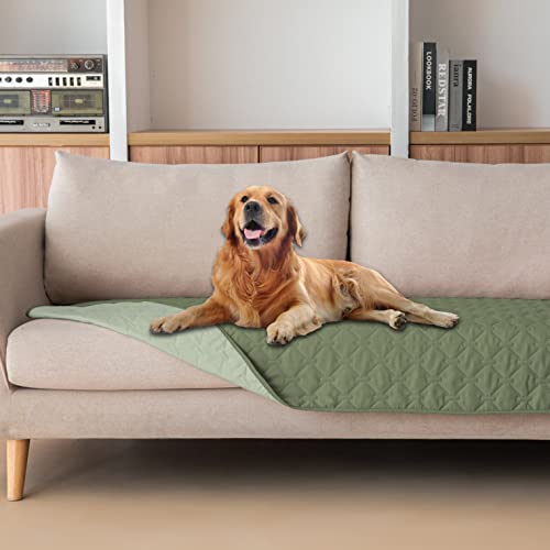 Image of gogobunny 100% Double-Sided Waterproof Dog Bed Cover Pet Blanket Sofa Couch Furniture Protector for Puppy Large Dog Cat, Reversible (30x70 Inch (Pack of 1), Dark Green /Light Green)