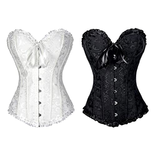 Lace Corset, 1pc (m wit) Satijnen korset snijden push-up riem taille trainer vetbrander, vrouwen vat omhoog bonte overbust elegant body shaper korset - Image 8