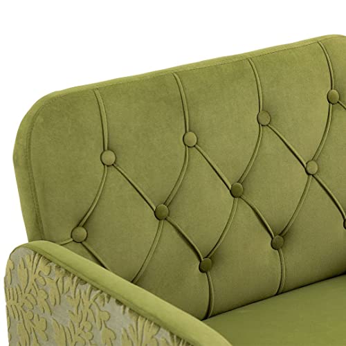 Easyparner Modern Velvet Accent Chair Living Room Armchair Comfy Vanity Chair Upholstered Sofa Barrel Chair For Bedroom Reception Room (Green) #TOP3