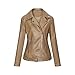 Giacca Pelle Donna,Giacca In Ecopelle Da Donna Kaki Risvolto Tasca Laterale Con Zip Orlo Fibbia Griglia A Rombo Cuciture Vintage Manica Lunga Slim Fit Biker Pu Cappotto Bomber Moto Outwear Autunno I