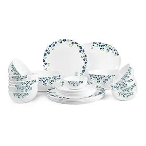 Opalware Royale Blooming Garden Dinner Set - (White, Pack of 27 Pcs)