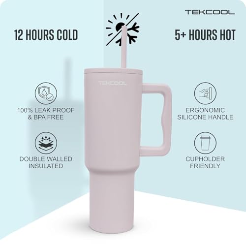 Image of Tumbler with lid and Straw 1200ML Cup Stainless Steel Hot and Cold with Handle and Lid 2 Straw Vacuum Insulated Tumbler for Water, Iced Tea or Coffee Office Gym Travelling