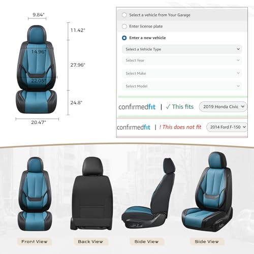 Image of Coverado Seat Covers, Car Seat Covers Front Seats, Car Seat Cover, Car Seat Protector Waterproof, Car Seat Cushion Nappa Leather, Seat Covers Carseat Cover Universal Fit for Most Cars