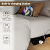 Floating Bed Frame Full Size with Charging Station and LED Lights, Metal Platform Bed Frame, No Box Spring Needed, Easy Assembly, (Full)
