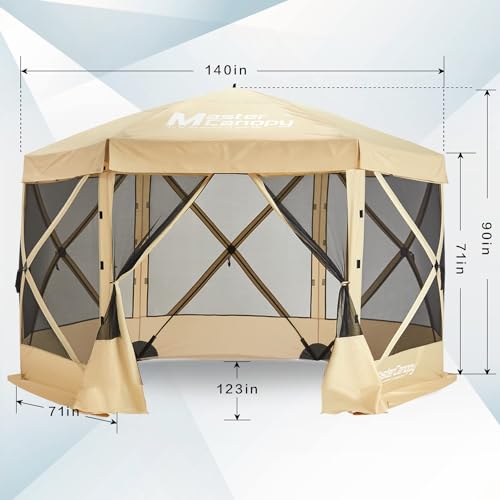 MASTERCANOPY-Portable-Screen-House-Room-Pop-up-Gazebo-Outdoor-Camping-Tent-with-Carry-Bag12x12-Beige